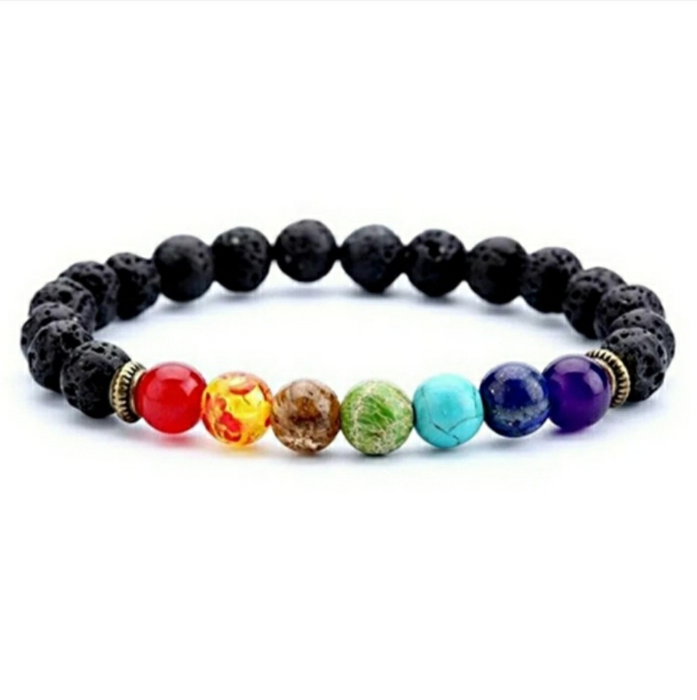 7 chakras lava stone bracelet